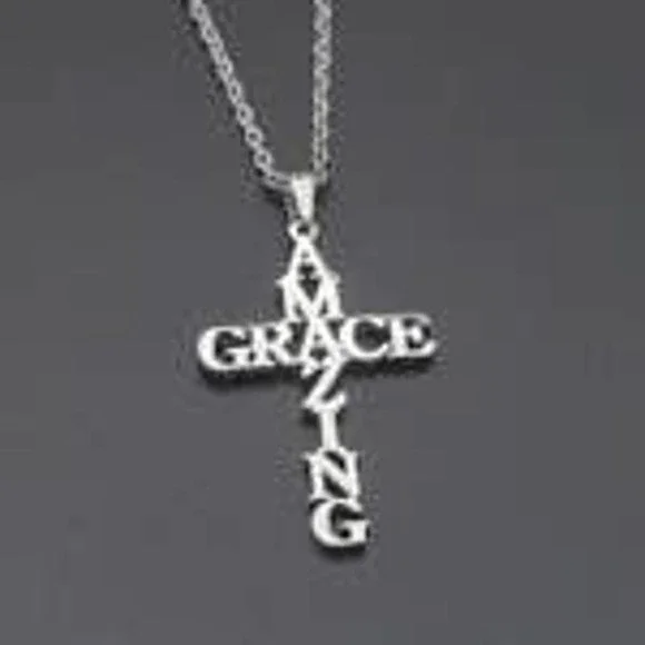 "Amazing Grace" Cross 18k Gold Plated Necklace - Picture 3 of 9